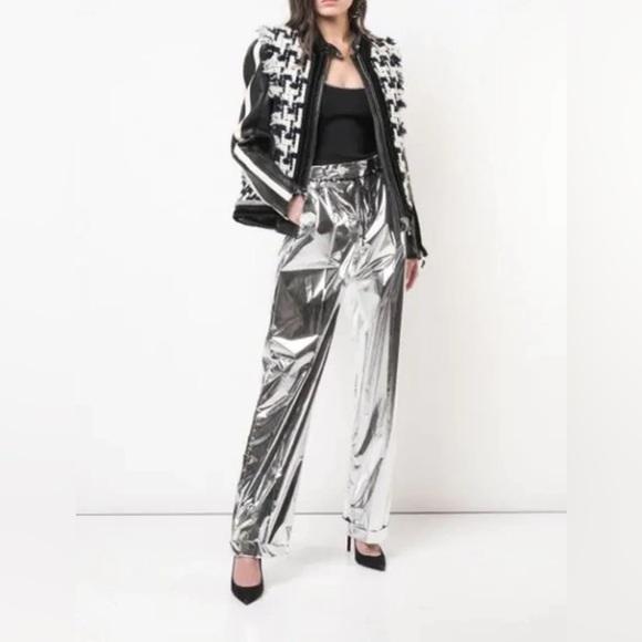 Alexander Wang Oversized Leather & Tweed Hybrid Jacket Size S - Picture 7 of 16